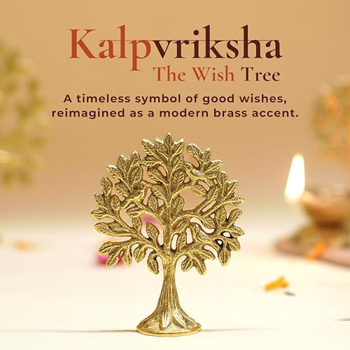 Image of BEHOMA 100% Pure Brass Kalpvriksh Tree with Birds | Tree of Life Showpiece for Car Dashboard & Table Decor (8.5 cm) | Kalpvriksha Vastu & Feng Shui Good Luck Idol, Home & Puja Gift