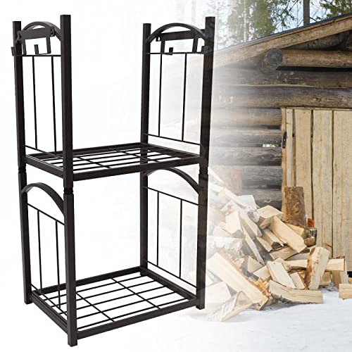 Support à bûches en métal robuste, étagère de rangement extérieure