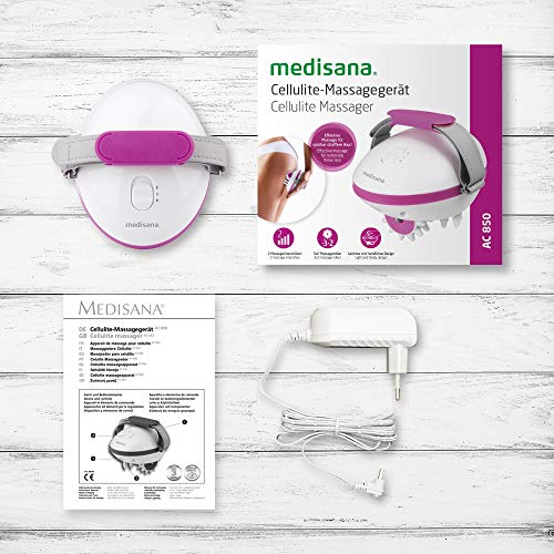 medisana AC 850 Masajeador para celulitis para una piel más firme, auto-masaje con 6 rodillos de masaje rotativos y 2 intensidades, 1a generación