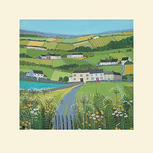 L Arte Gruppo Janet Bell Stampa campi Verde - Formato 40 x 40 cm Carta Multicolore 40 x 40 x 1.3 cm