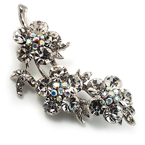 Preisvergleich Produktbild "Blumen" Brosche mit Swarovski-Kristallen (Silberfarben)