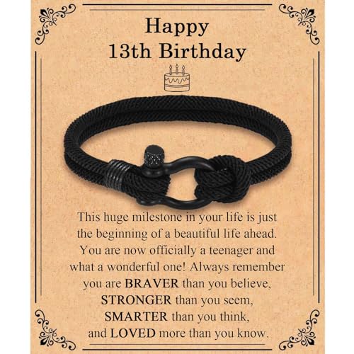 TEVOP 13th Birthday Gifts for Boys, Birthday Bracelet Gifts for 13 Year Old Boys, Unusual 13th Birthday Presents for Son Grandson Nephew Brother