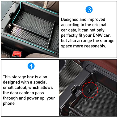 Yumzeco Centre Console Organizer Compatible with BMW Console Organizer Tray 3 Series G20 G21 2019-2025/4 Series G22 i4 G26 2021-2025/ i3 G28 2023-2025, Center Storage Box for 3'G20 G21 for 4'G22 - Image 4
