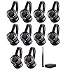 AYVVPII 10pcs Bundle Wireless Silent Disco LED Flashing Light Headphones with 1 Transmitter 500m Distance