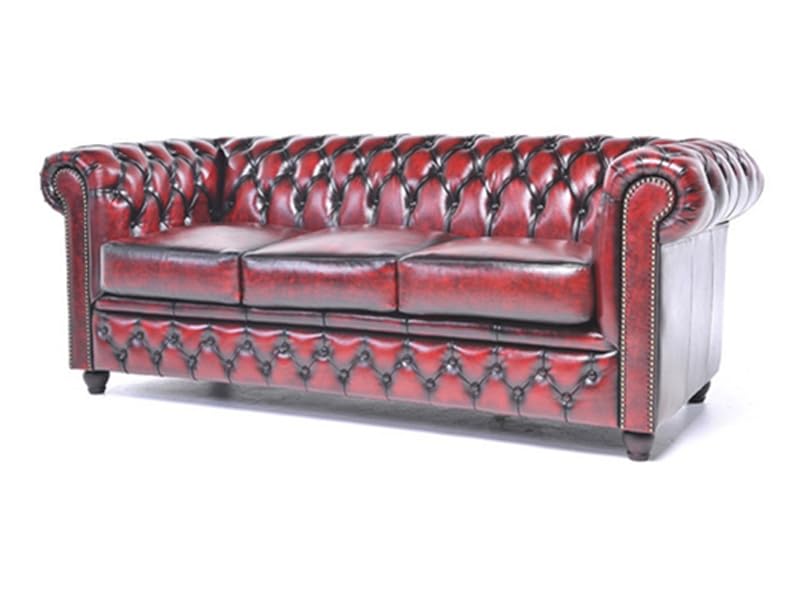Chesterfield Sofa Brighton - The Brand | 3 Sitzer | 100% Leder, handgefertigt, Original Breite 200 cm (Antik Rot) – Bild 4