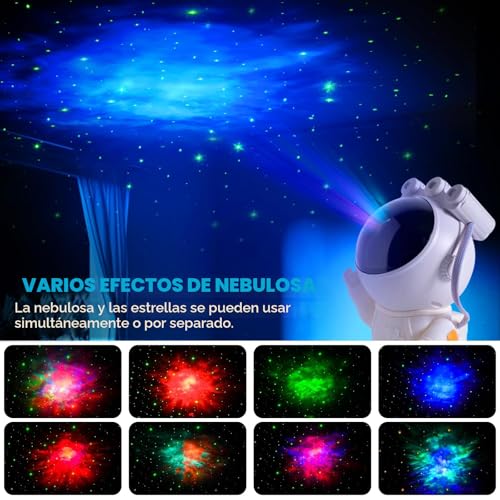 Miniatura 2 de Proyector Estrellas Astronauta Galaxy Projector Starry Night Light Con Temporizador, Mando A Distancia Y 360 Rotación Lampara Proyector Galaxia Techo De Dormitorio Regalos Para Niños Y Adultos