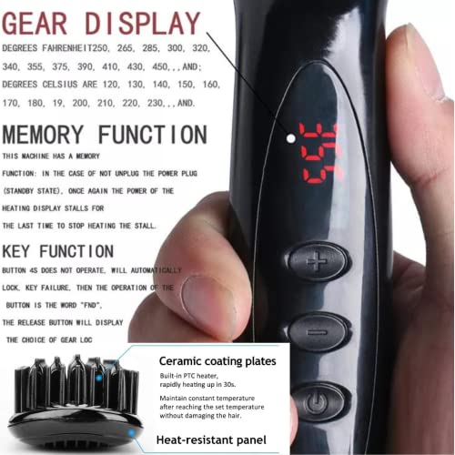 Rwelit Ionic Beard Comb Pro Hair Straightener - 12 Levels Heating Beard Brush For Men - Beard Brush W/Anti-Scald Safe For Skin - 30S Fast Heating - Best Gift For Both Women & Men #TOP4