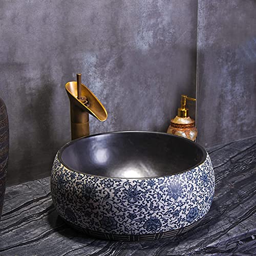Lavabo céramique sculpté main 40cm, vasque artisanale style industriel luxe pour salle de bain