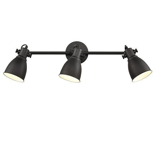 YUBOLE Industrial Wall Sconce Matte Black 3-Light Track Lighting Wall