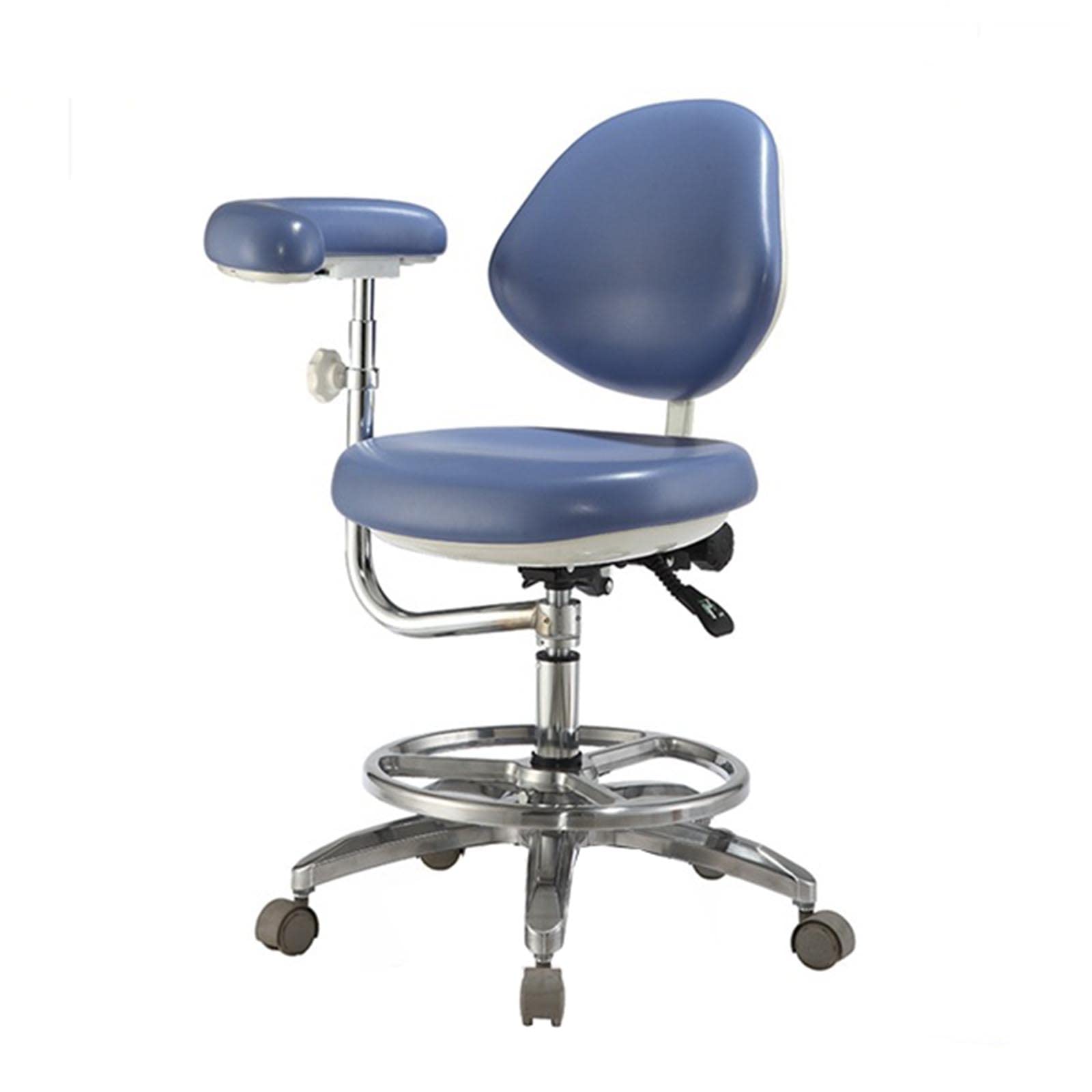 HYDTGZ Dental Mobile Chair Dentist's Chair Doctor's Stool Import PU Leather with Backrest And Armrest Seat for Clinic, Dental, Shop, Lab Chair,Blue [Energy Class A]