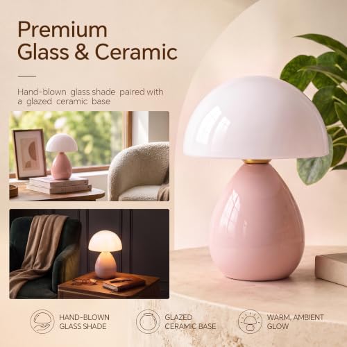 Image of Dawnwake Mushroom Lamp Table Lamp for Bedroom-Small Desk Table Lamps,Pink