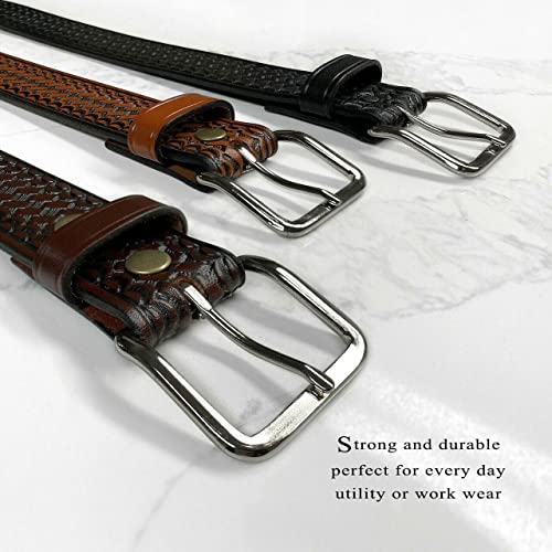 Utility Uniform Work Belt Basketweave Embossed One Piece Full Grain Belt 1 1/2"(38mm) Wide or Replacement Strap3
