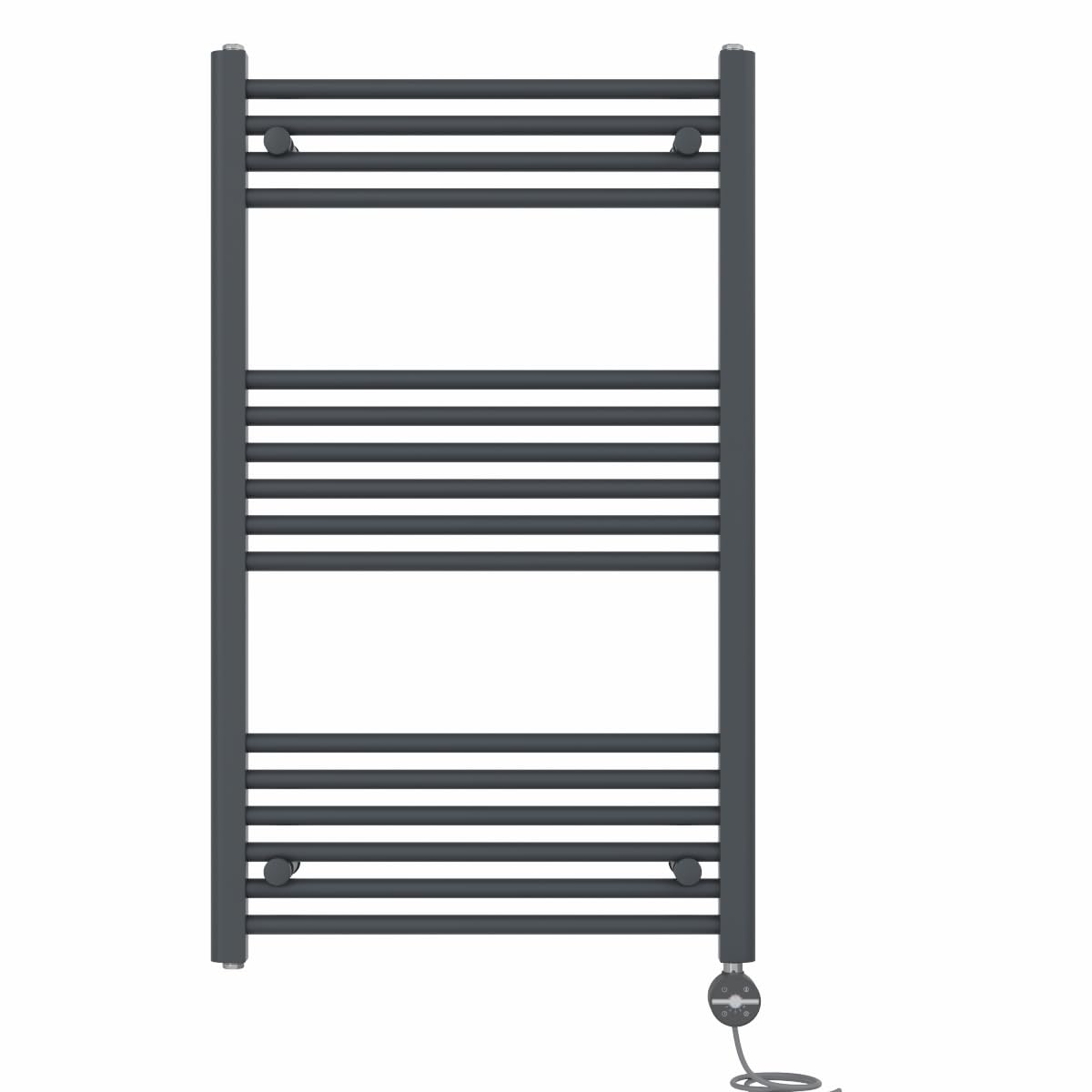 NRG Prefilled Straight Electric Heated Towel Rail Radiator Anthracite Thermostatic Bathroom Warmer with Touch Screen Display 1000x600mm - 600W
