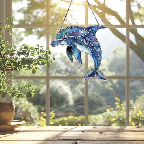 Image of Dolphin Acrylic Ornament Gift for Dolphin Lovers Christmas Hanging Decor