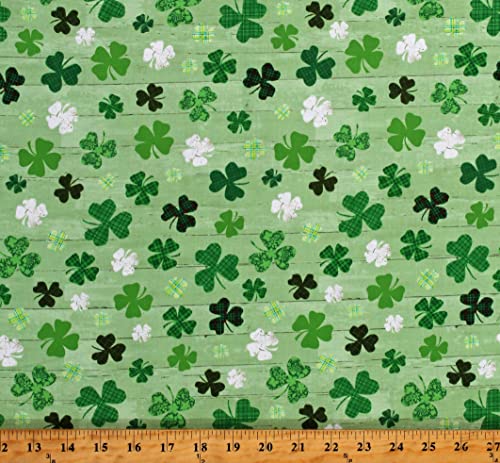 Premium Cotton Shamrocks Fabric for Saint Patrick's Day - Lucky Clovers Print, 44 Inches Wide, Sold by the Yard