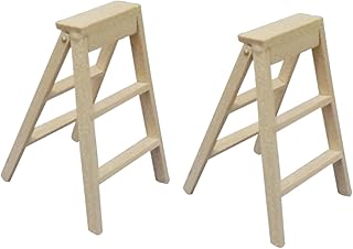 jojofuny 2pcs Foldable Ladder Decorative Ladder Mini Foldable Ladder Miniature Wood Ladder Mini Ladder Doll Miniature Ladder