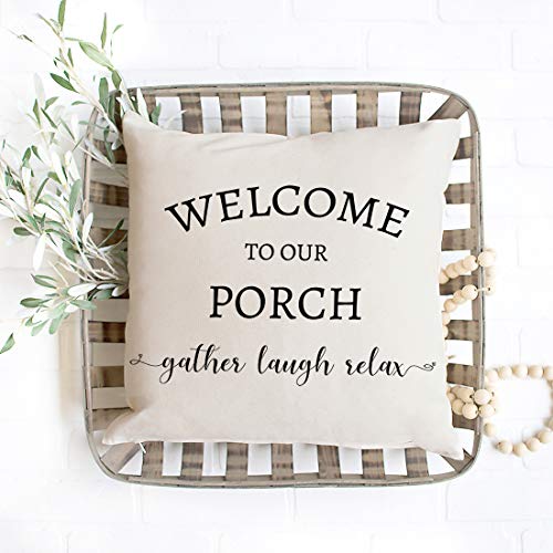 PANDICORN-Country-Farmhouse-Pillow-Covers-18×18-with-Words-Welcome-to-Our-Porch-for-Home-Farmhouse-Decor-Rustic-Black-and-Cream-Welcome-Throw-Pillow-Cases-for-Outdoor-Porch PANDICORN Country Farmhouse Pillow Covers 18×18 with Words Welcome to Our Porch for Home Farmhouse Decor Rustic Black and Cream Welcome Throw Pillow Cases for Outdoor Porch