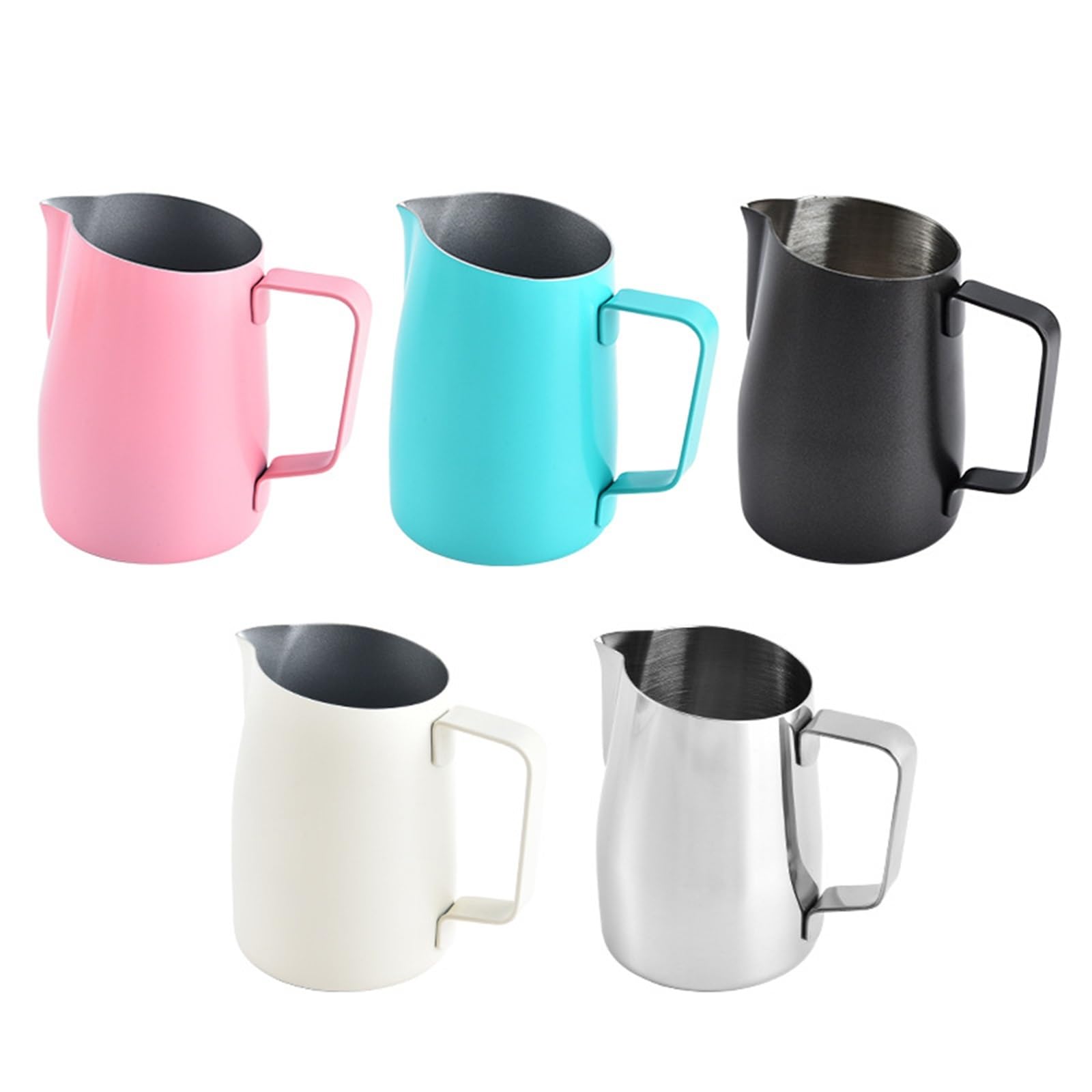 Jarra Para Espumar Leche Tazas de acero inoxidable con pico afilado, taza for espuma de leche, boca inclinada, cilindro de extracción de café, cilindro for espumar leche, utensilios for café(Black-420
