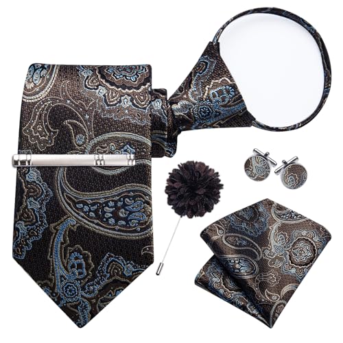 Image of DiBanGu Silk Zipper Ties for Men, Formal Pre-tied Necktie | Adjustable Tie,6PCS,Various Design Styles,Jacquard Woven,Skin-friendly,Practical Gift,Great for Wedding Party,Business Formal