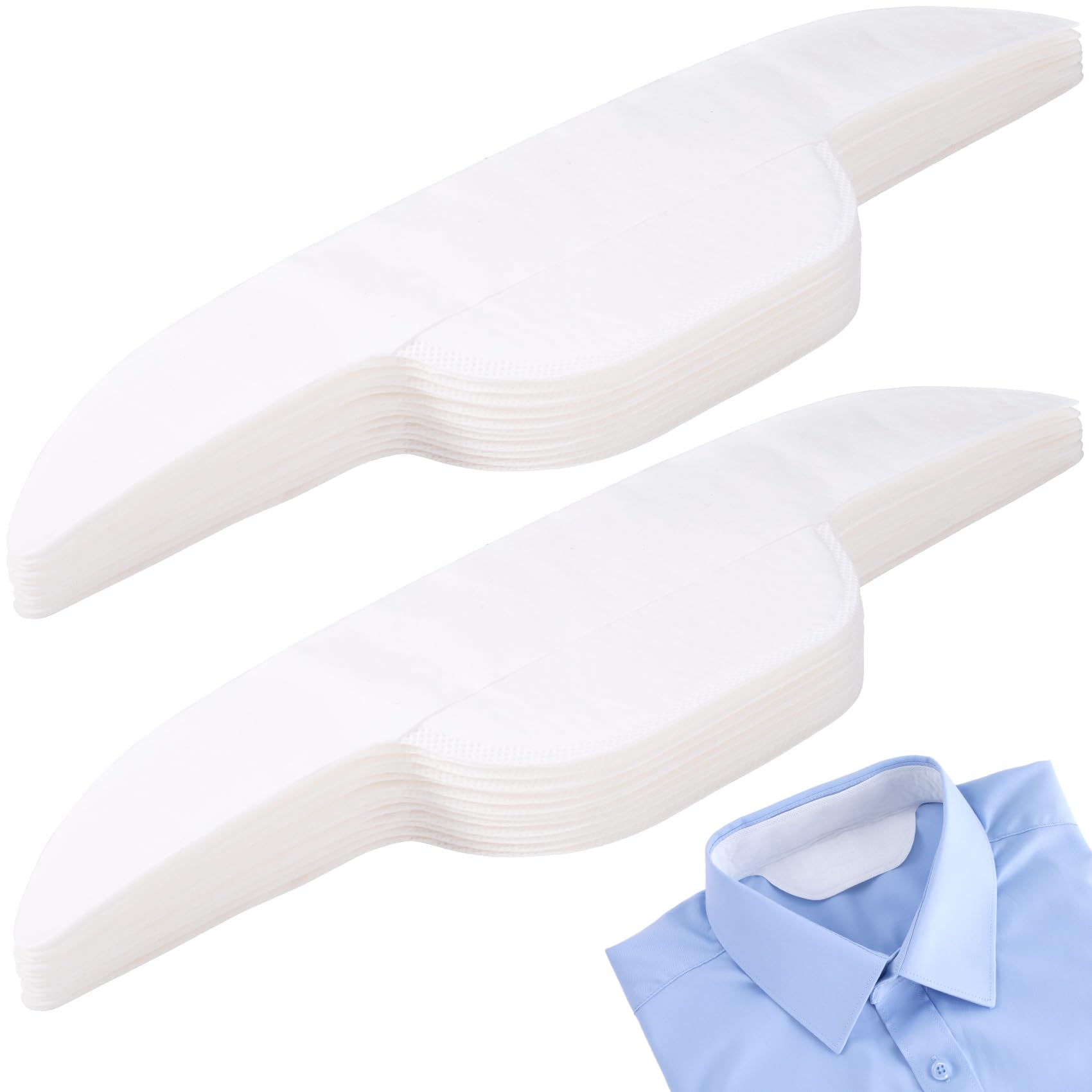 Alpinleux 50 Pcs Collar Protectors for Mens Shirts, Disposable Shirt Protector, Self-adhesive Collar Stays Shirt Collar Protector, Hat Sweat Protector