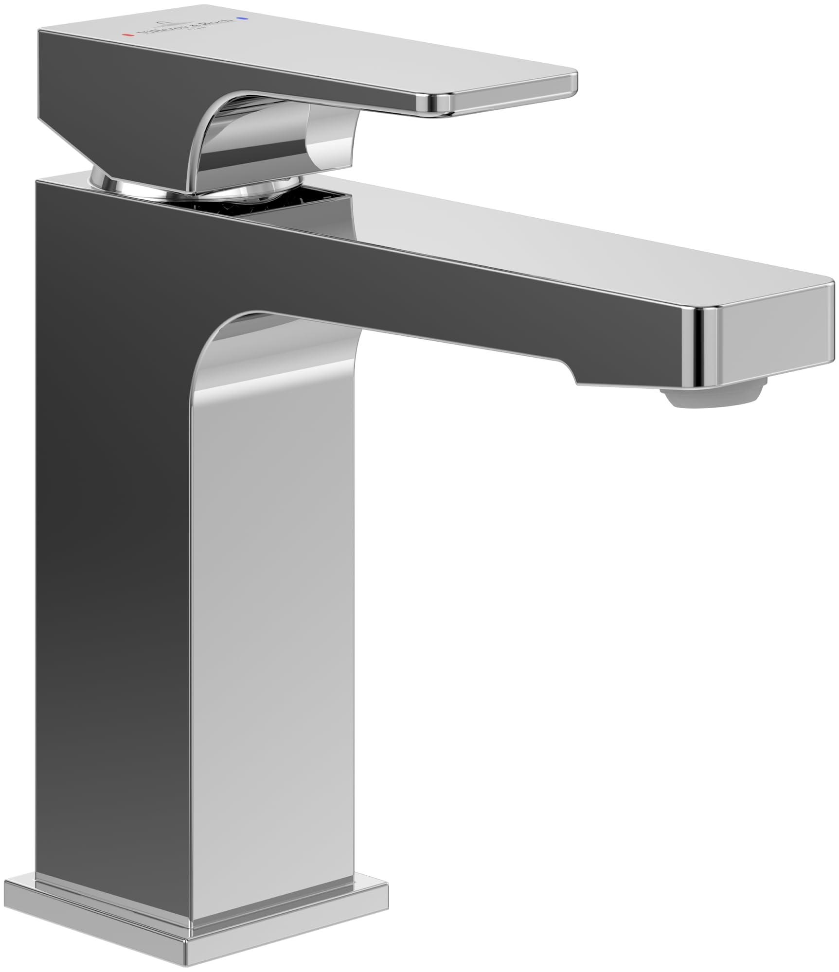 Villeroy & Boch Architectura Square armatura umywalkowa bez zestawu odpływowego, kran łazienkowy z wkładem ceramicznym, bateria umywalkowa, oszczędność wody, wysokość wylewki 113 mm, kwadratowa, chrom