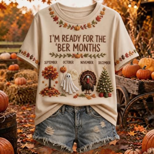 Halloween Shirts for Women Vintage I'm Ready for the BER Months Print Shirt - image 2