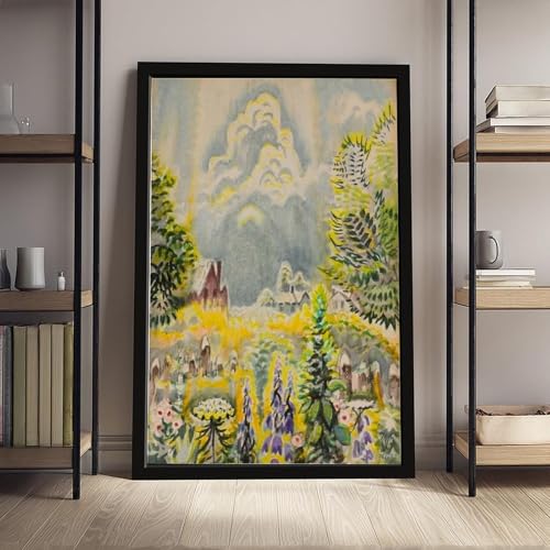 Impression sur toile 40x61cm tableau jardin fleurs nuage Burchfield