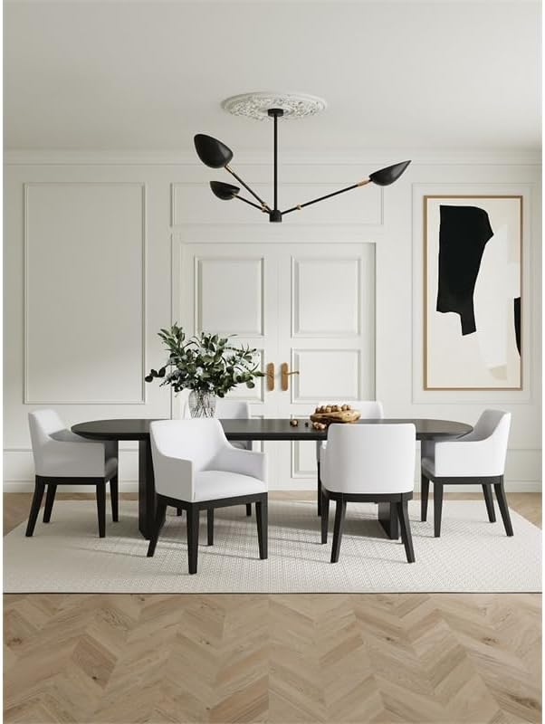 Miniatura 2 de Manhattan Comfort Gansevoort - Sillón de comedor de piel sintética de 19.5 pulgadas, color crema