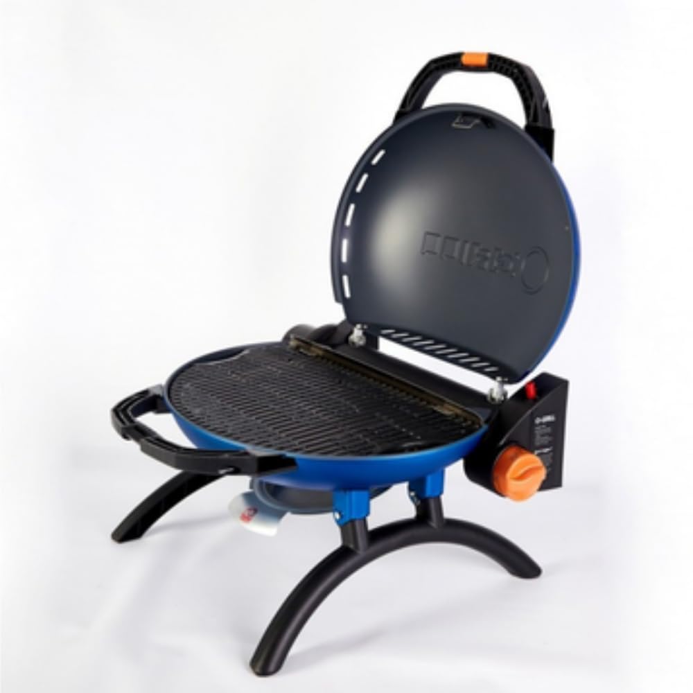 500 barbecue a gas portatile da campeggio con piastra in ghisa, doppio uso a gas, bruciatore 9000 BTU | area di cottura da 1065 cm, barbecue a gas compatto per giardino, viaggi e roulotte | 4