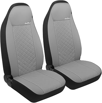 GIANT PANDA Front Seat Covers for Bucket Seats, Faux Leather Seat Covers for Most Car, SUV, Minivan Gray