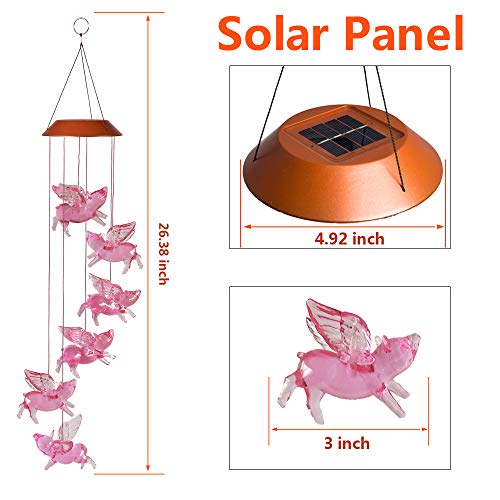 Xxschy Led Solar Fly Pigs Wind Chimes Outdoor - Waterproof Solar Powered Led Changing Light Color 6 Flying Pigs Mobile Romantic Wind-Bell For Home, Party, Festival Decor, Night Garden Decoration #TOP1