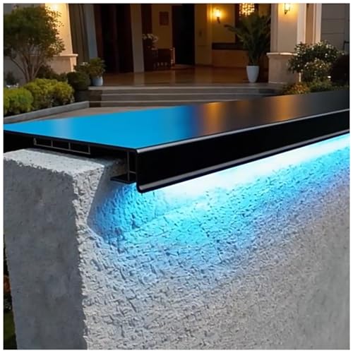 Tapa de pared con canales de tira de luz y labios hacia arriba, cubierta superior de pared de aluminio para barandilla de patio