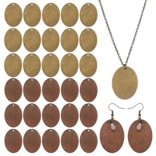 Pendentifs ovales en laiton pour bijoux : lot de 40 breloques bicolores