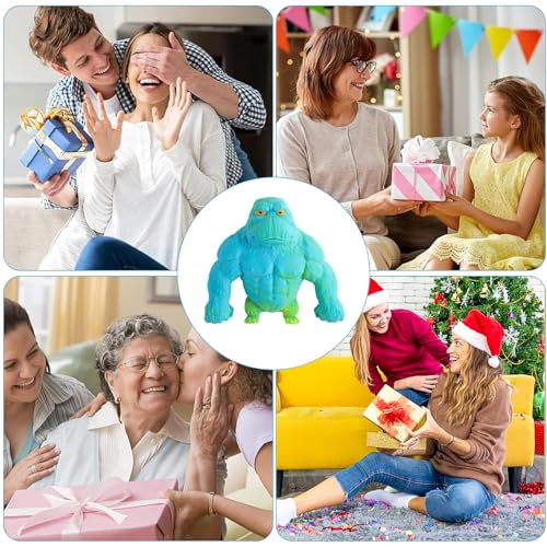 Necdeol Gorilla Stress Toy, Squishy Monkey Toy, Gorilla Spielzeug zum Stressabbau, Gorilla-Stressabbau-Spielzeug, Anti-Stress-Spielzeug, Stressabbau Spielzeug für Kinder und Erwachsene(Blau)