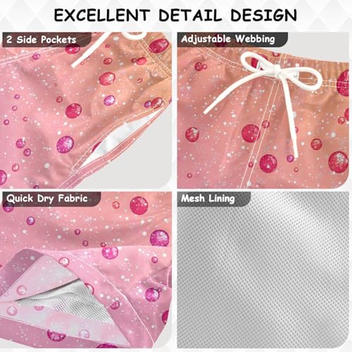 Pigsaly Boys Swim Trunks Pink Oeange Apricot Gradient Flashing Glitter Boys Board Shorts Swimsuit Swimwear Bathing Suit S3