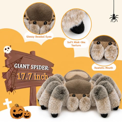 Image of MorisMos Large Spider Plush, 18 inch Giant Stuffed Animal Spider