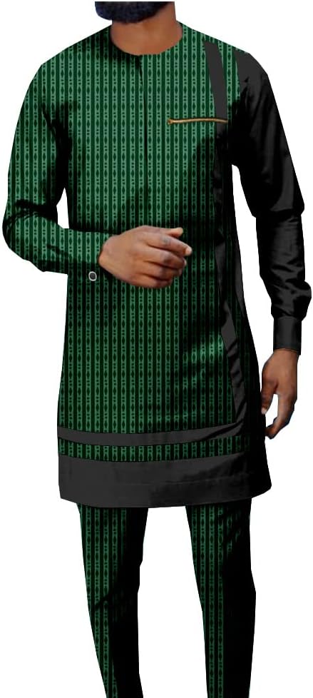 African Suits for Men Dashiki Shirts and Pants 2 Piece Set Long Sleeve Plus Size Tracksuit Outfits