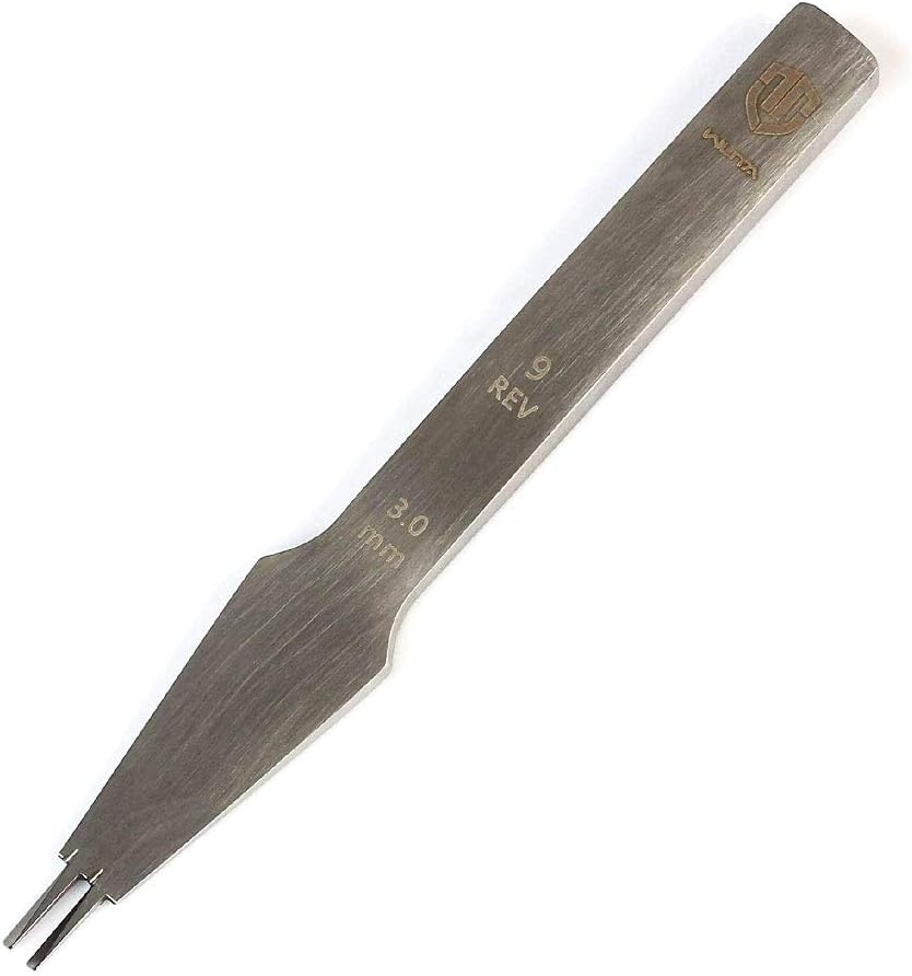 WUTA Leather Die-Steel Chisel Leather Hole Punch French Style Pricking Iron Sharp Leather Punching Tool (3.0mm-2 Teeth,Reverse)