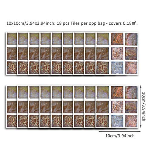 Jlcp 10X10Cm Mosaic Tile Stickers, Abstract Seashell Pattern 18Pcs Pvc Waterproof Peel And Stick Backsplash Decorative Wall Tiles Decal For Kitchen Bathroom #TOP7