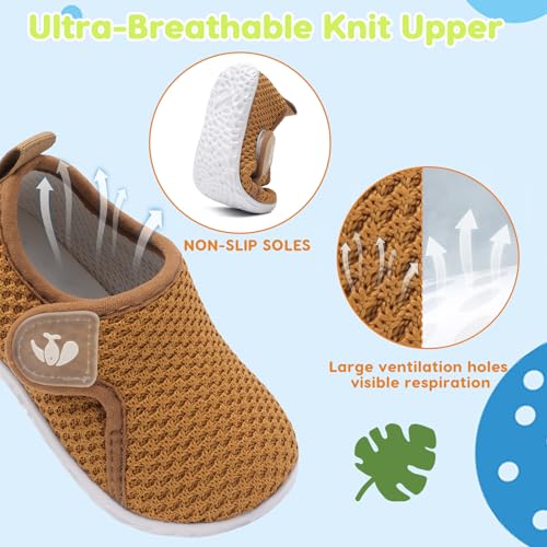 Image of FEETCITY Baby Boys Girls First Walking Shoes Infant Sneakers Crib Shoes Breathable Lightweight Slip On Shoes