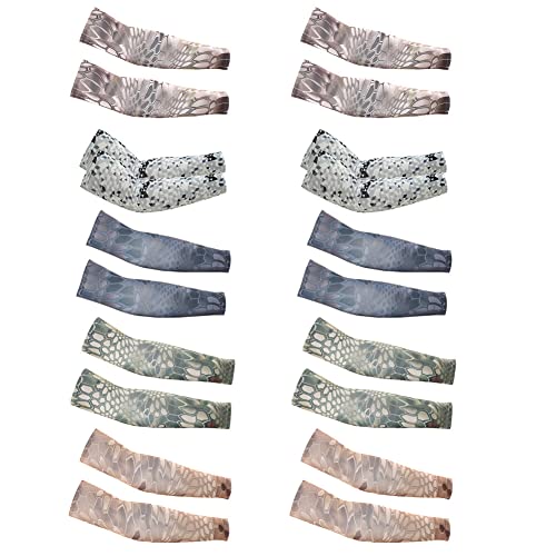 10 Pairs Cooling Arm Sleeves - Snake Skin Pattern Arm Sleeves for Men Women UV Sun Protection Arm Covers Sports Sleeves for Men Women Running Cycling Hiking