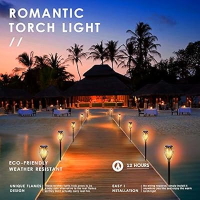 Swonuk 4 Pack Outdoor Solar Torch Lights, 33LEDs Solar Torches Lights with Flickering Flame, Waterproof Flame Solar Tiki… 51J QeAXurL. SS400