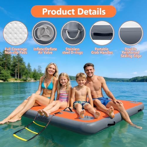 Inflatable floating dock tapis de bain flottant multi-personnes antidérapant avec échelle