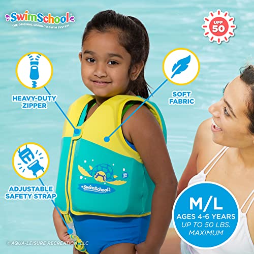 SwimSchool Swim Trainer Vest, Flex-Form Design, Padded Shoulders and Adjustable Safety Strap, Easy On & Off, Medium/Large, Up to 50 Lbs, Seafoam Blue, (AZV18863BLML) by SwimSchool - Image 3