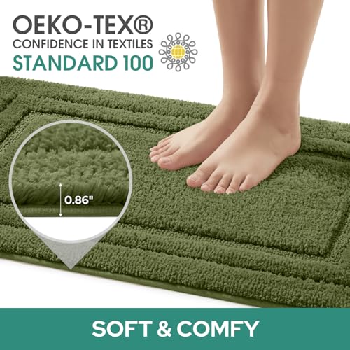 HOMEIDEAS Bathroom Rugs Sets 3 Piece, Super Soft and Absorbent Non Slip Microfiber Toilet Bath Mat with U-Shaped (Sage Green) by HOMEIDEAS - Used condition - Image 2
