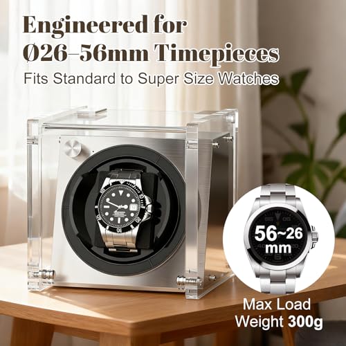 Image of Watch Winder Smith Acrylic Single Automatic Watch Winder - 12 O'Clock Upright Display, Ultra Quiet Performance for Large & Small Watches
