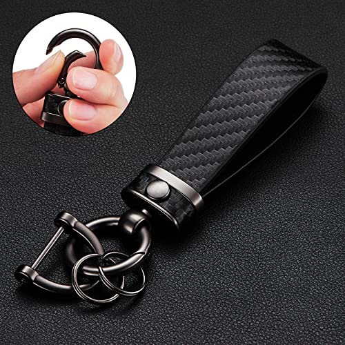 image for DEKEWEI Carbon Fiber Style Car Keychain Microfiber Leather Key Chain, 