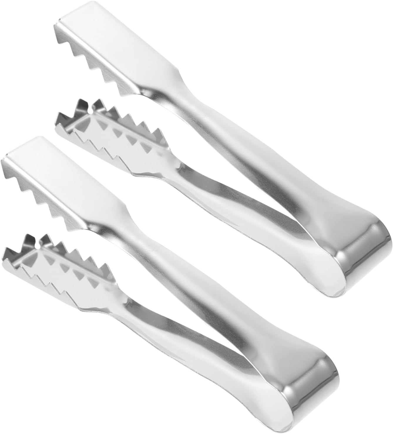 IMIKEYA 2 Pcs Stainless Steel Ice Tongs Serrated Edges Portable Food Clips for Household Use for Serving Ice Cubes and Fruits