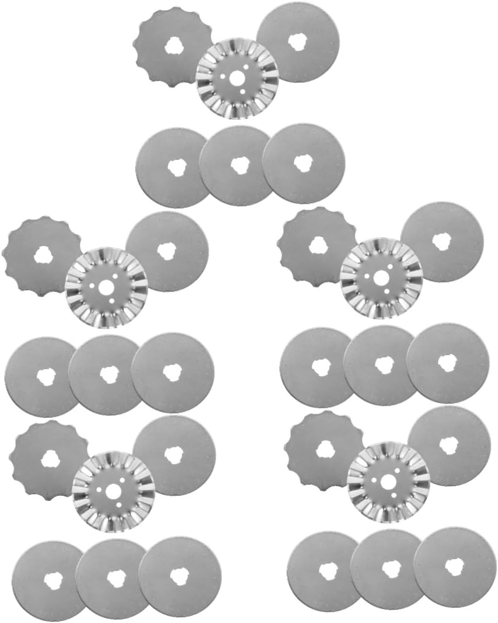 VILLCASE 24pcs Rotary Cutter Replacement Blades Coated Round Blades for Cutting Quilting and Crafting Projects and Versatile for Rotary Cutters