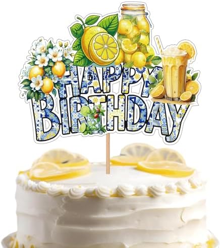 Blue Tile Mediterranean and Lemon Birthday Cake Decorations - Lem...